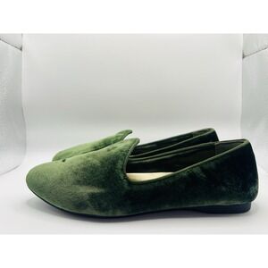 Birdies Heron Women's Size 6 Shoes Green Velvet Comfort Flats Smoking Loafers